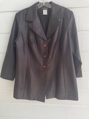 Tabloid chocolate brown 3/4 sleeve Blazer women 16 Y2K
